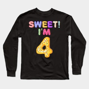 Kids 2015 4th Birthday Sweet I'm 4 Donut Gift Long Sleeve T-Shirt